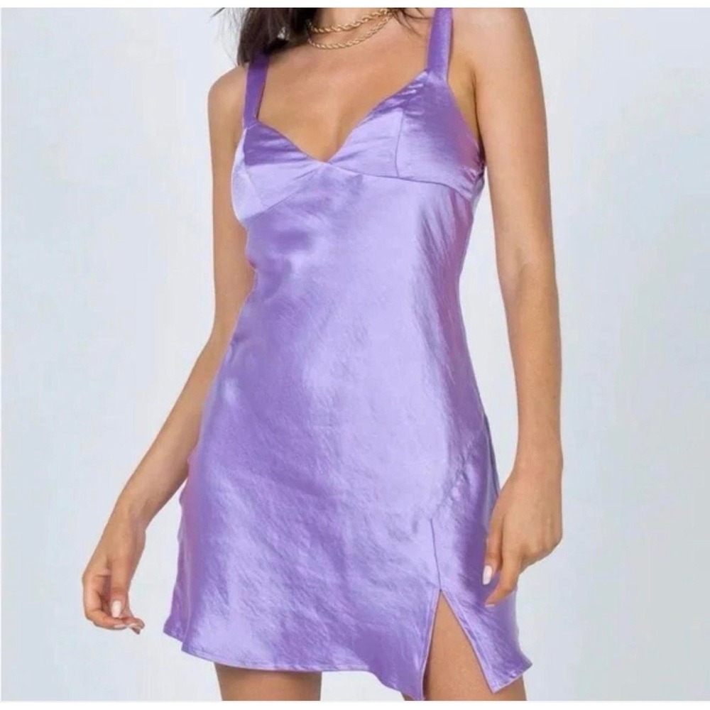 Princess Polly Shining Star Purple Satin Mini Dress